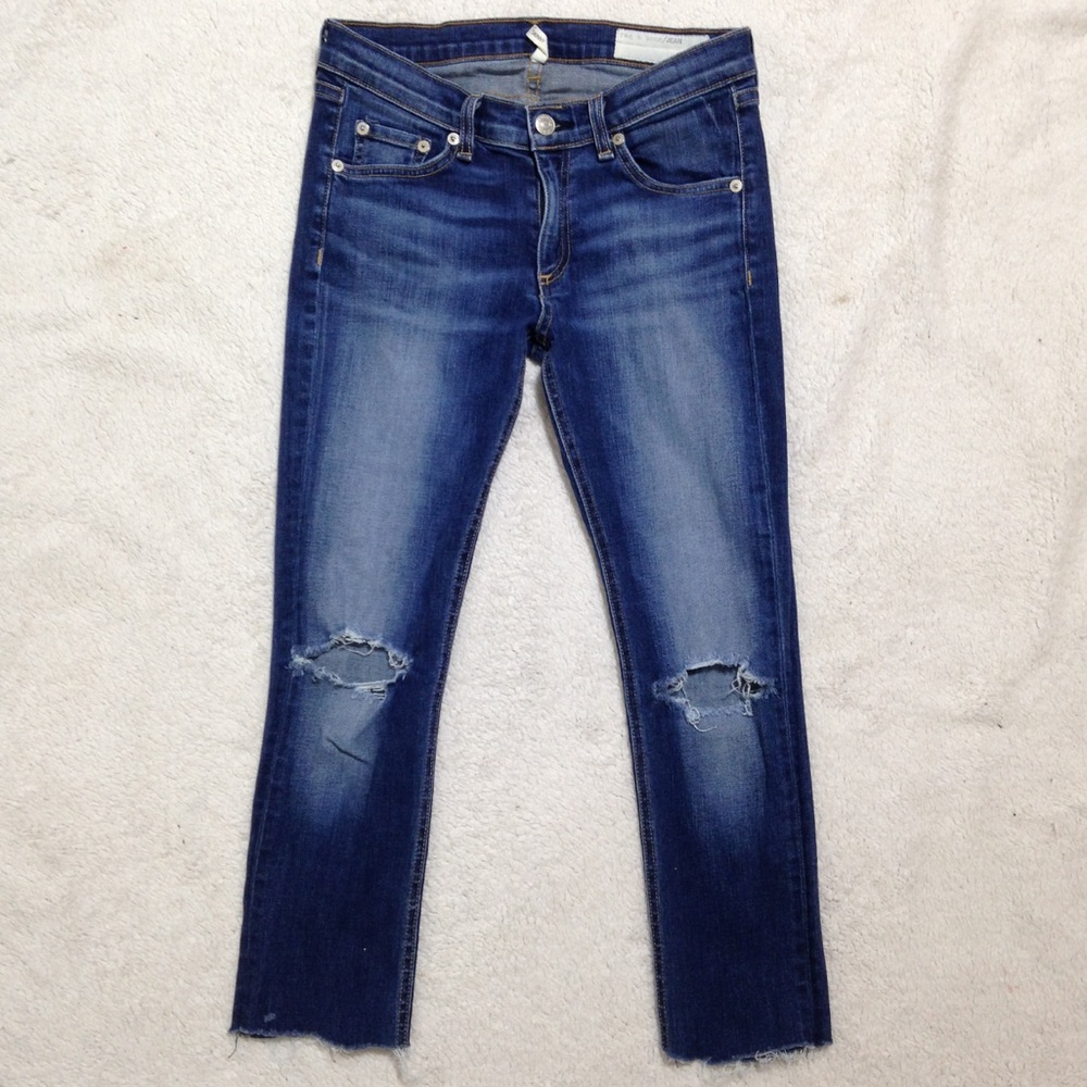 Rag & Bone faded distressed skinny stretch jean 27